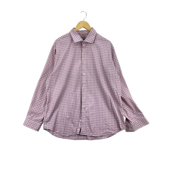 Michael Kors Slim Fit Plaid Dress Shirt Men's 2XL Airsoft Stretch Long Sleeve - Picture 1 of 8
